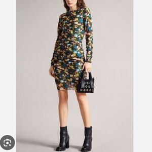 NWT Ted Baker Ttinna Ruched Printed Mini Dress